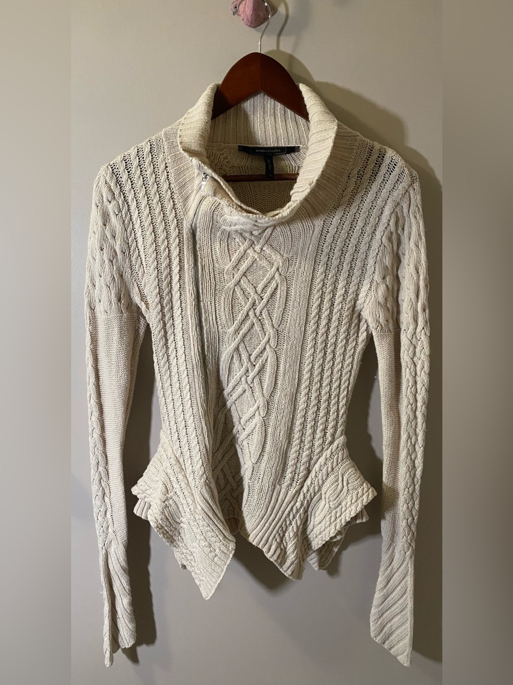 BCBGMaxAzria Cream Cable-Knit Sweater